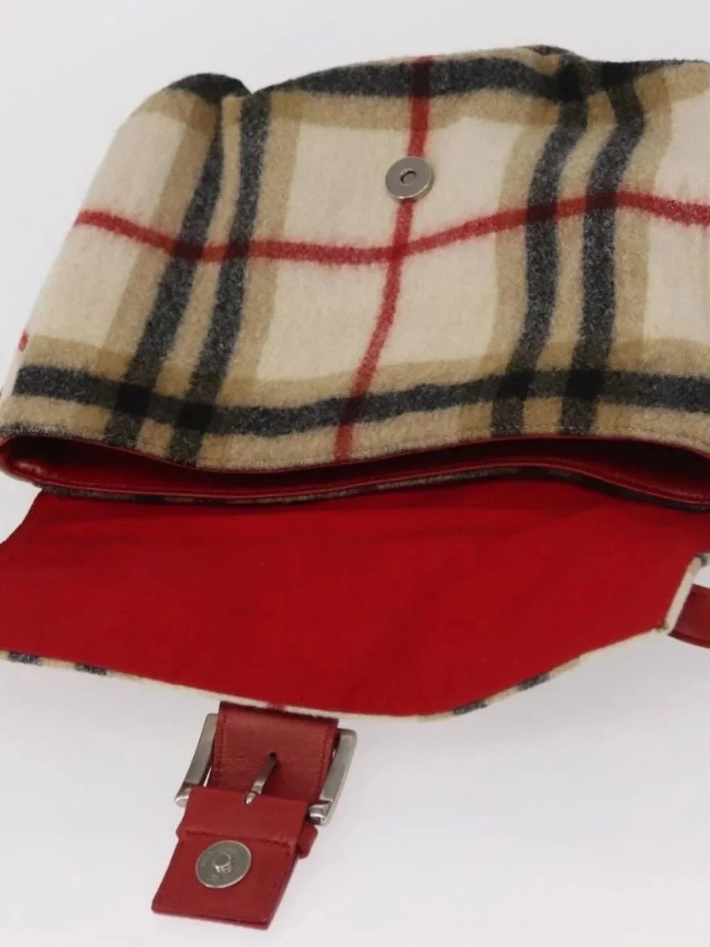 Burberrys Nova Check Shoulder Bag Wool Beige Silver Auth 161279V - Picture 10 of 16